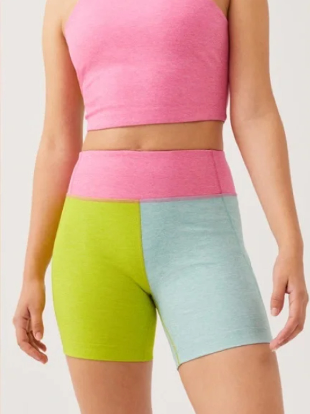 OUTDOOR VOICES Warmup 5" Shorts XS Bubblegum Pink Green Blue Colorblock NWT